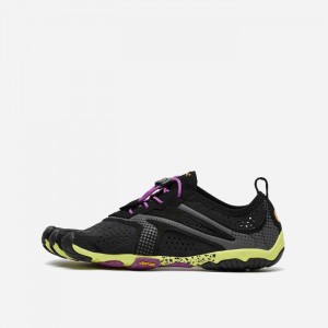 Vibram V-Run Women's Running Shoes Black / Yellow / Purple | OGYTI-0713