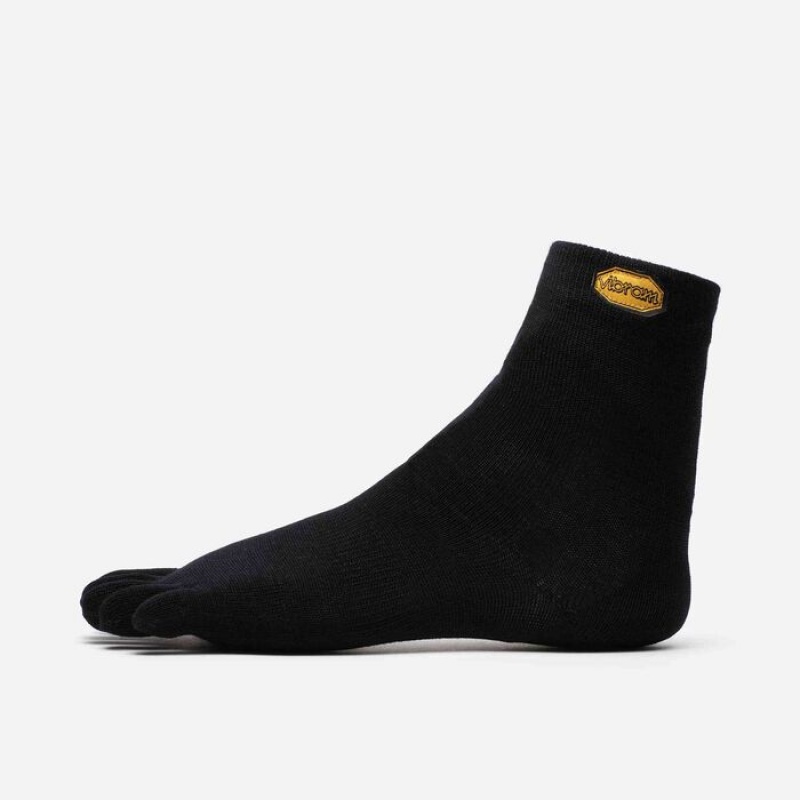 Vibram 5TOE Crew Wool Socks Black | XHWYD-6953