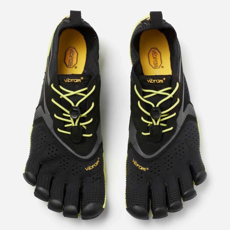 Vibram V-Run Men's Running Shoes Black / Yellow | PQJHF-0461