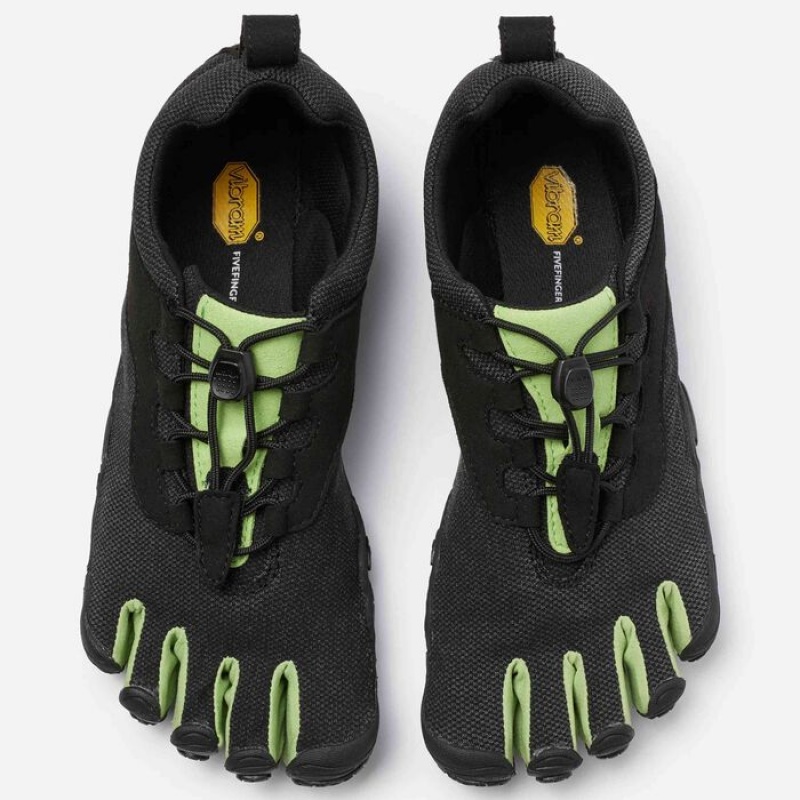 Vibram V-Run Retro Men's Running Shoes Black / Green / Black | LKZXQ-6819