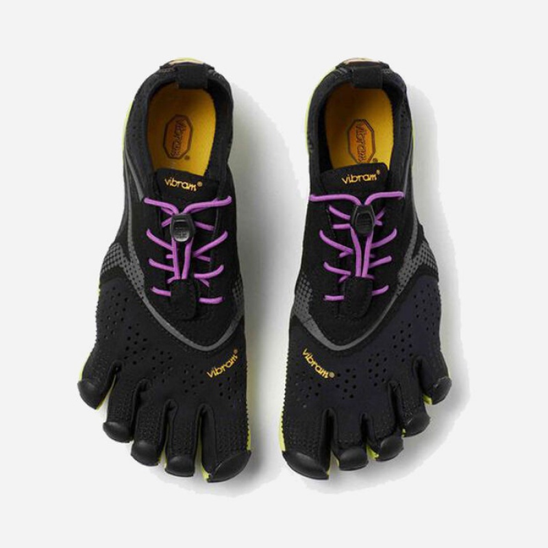 Vibram V-Run Women's Running Shoes Black / Yellow / Purple | OGYTI-0713