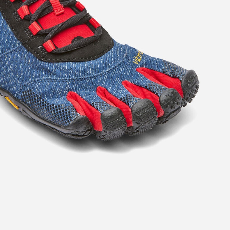 Vibram V-Trek Denim Men's Hiking Shoes Blue / Red | DQISH-0197