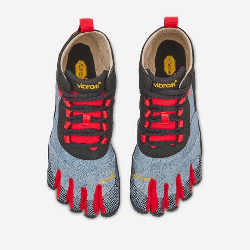 Vibram V-Trek Denim Women's Hiking Shoes Light Blue / Red | BVLKF-7096