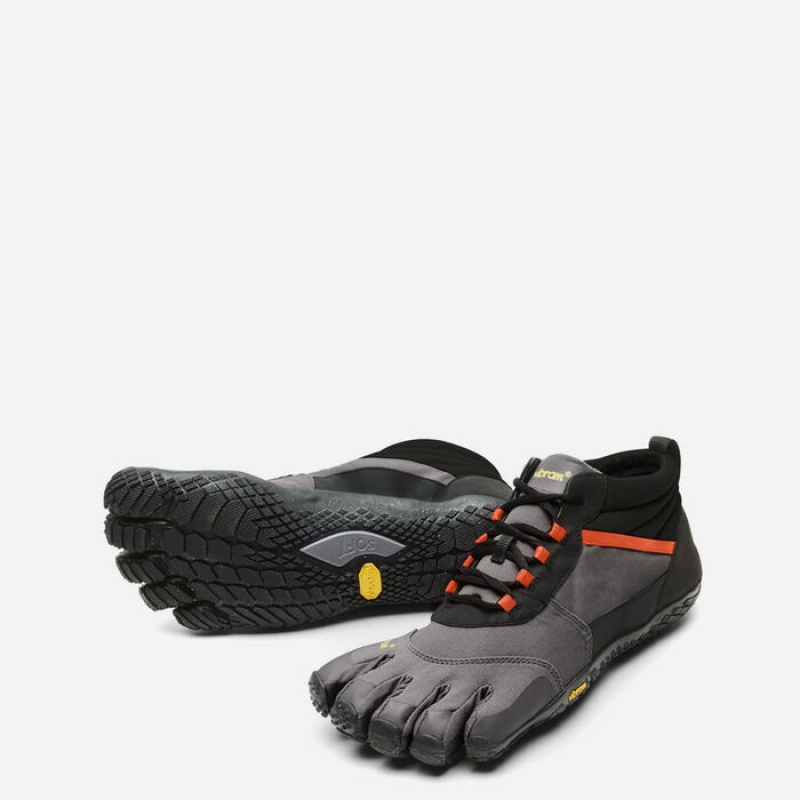 Vibram V-Trek Insulated Men's Hiking Shoes Black / Grey / Red | JRVFS-4273